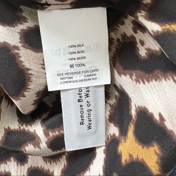 J. Crew Silk Cheetah Animal Print Cap Sleeve V Neck Tunic Top - Picture 7 of 8